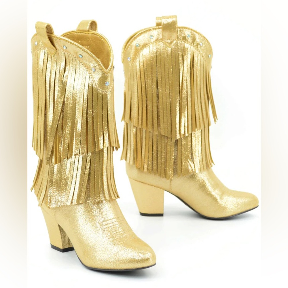 B.A.I.T. Gold Fringe Western Boots